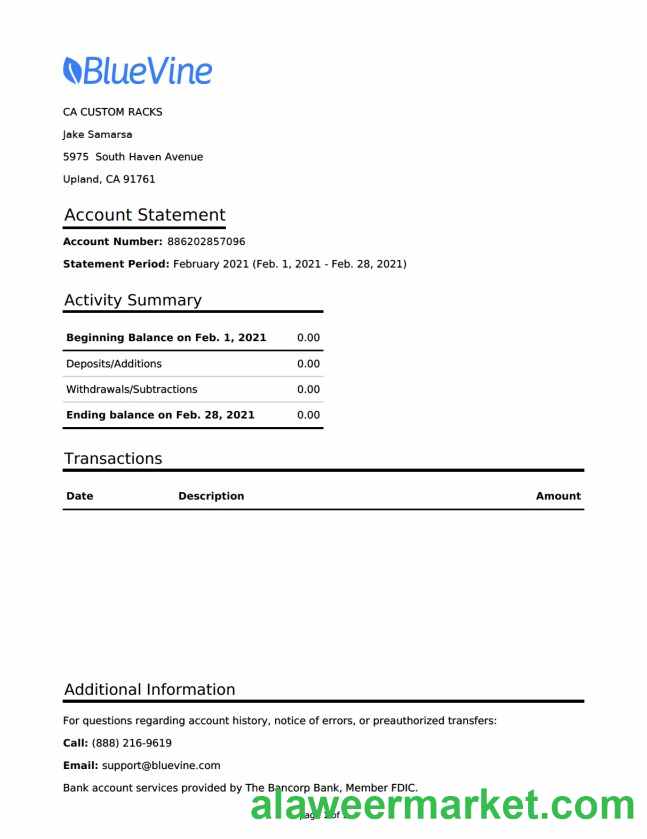 USA California Bluevine bank st word pdf